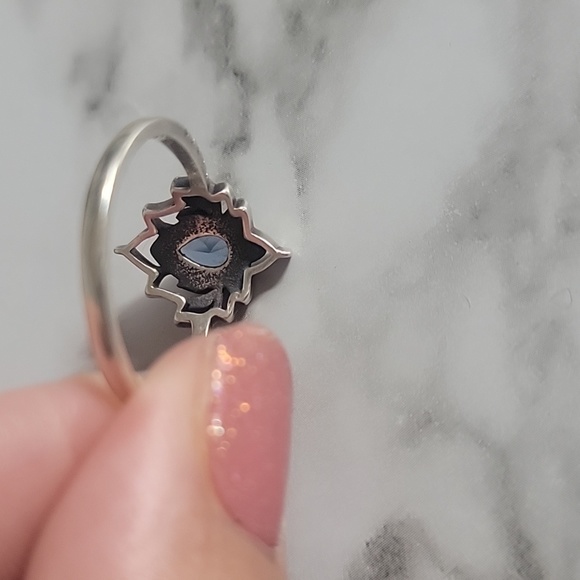 Lotus Ring Blue Size 8 S925 - Picture 7 of 7